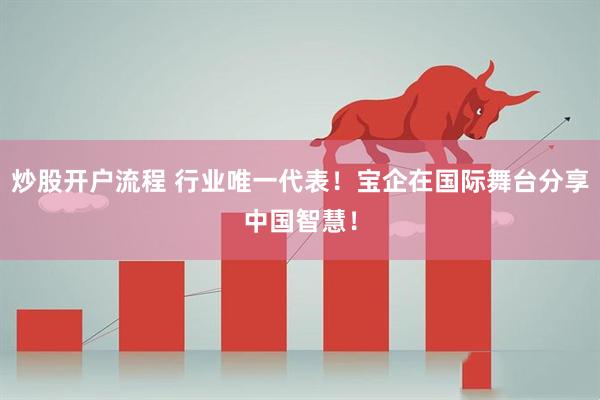 炒股开户流程 行业唯一代表！宝企在国际舞台分享中国智慧！